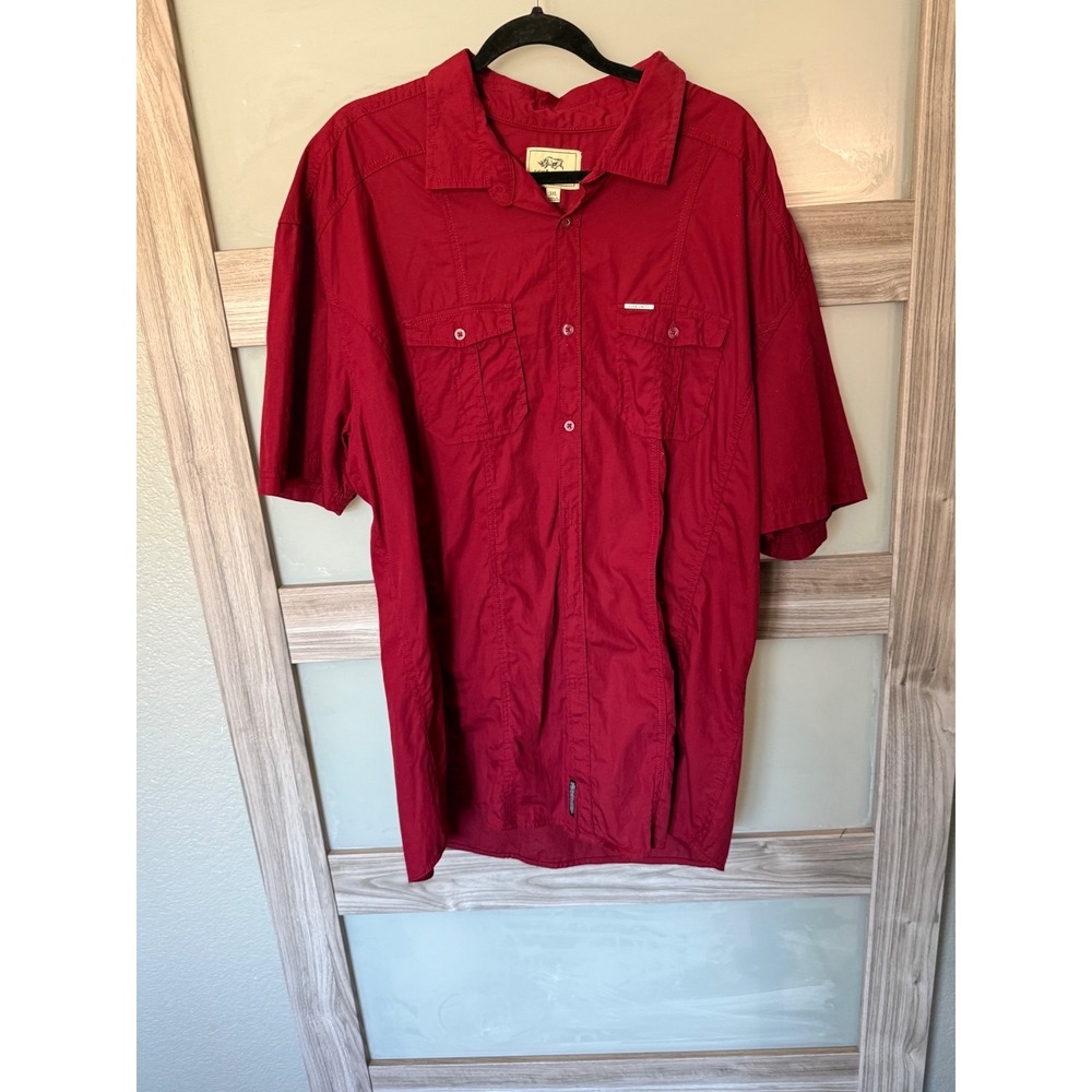 Ecko Unltd Mens 3XL Red Short Sleeve Button Down Utility Streetwear Shirt